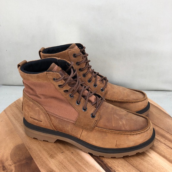Sorel Mens Madson II Moc Toe Waterproof Boots Brown Leather Lace Up Size 9